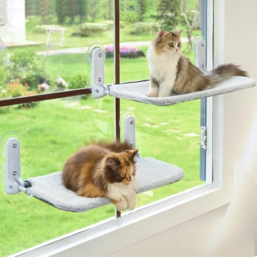 Zoratoo 2 x Katzen-Fenstersitzstange, schnurlos, faltbar, Katzenhängematte für Fenster mit Metallrahmen und wendbarer Abdeckung, 10 große Saugnäpfe, Fensterruhe für Indoor-Katzen (Katzenbett, M-2PC) Zoratoo 2 x Katzen-Fenstersitzstange, schnurlos, faltbar, Katzenhängematte für Fenster mit Metallrahmen und wendbarer Abdeckung, 10 große Saugnäpfe, Fensterruhe für Indoor-Katzen (Katzenbett, M-2PC) von Zoratoo