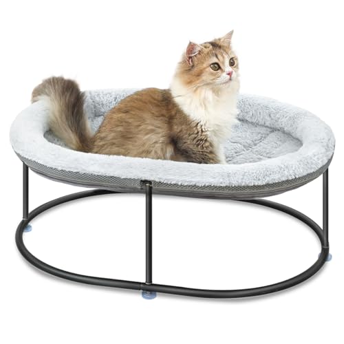 Zoratoo Erhöhtes Katzenhängemattenbett, flauschiges, warmes Kuschelbett mit abnehmbarem Polster, erhöhter Kuscheltier für Kätzchen, kleine Hunde, oval, Grau Zoratoo Erhöhtes Katzenhängemattenbett, flauschiges, warmes Kuschelbett mit abnehmbarem Polster, erhöhter Kuscheltier für Kätzchen, kleine Hunde, oval, Grau von Zoratoo