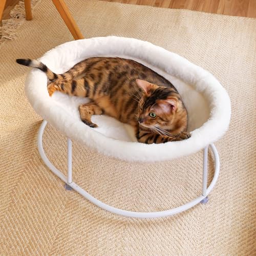 Zoratoo Erhöhtes Katzenhängemattenbett mit robustem Metallstützrahmen, großes Katzenbett mit gemütlichem und abnehmbarem Polsterbezug für Indoor-Katzen, Kätzchen und Welpen (Katzenhängematte) von Zoratoo