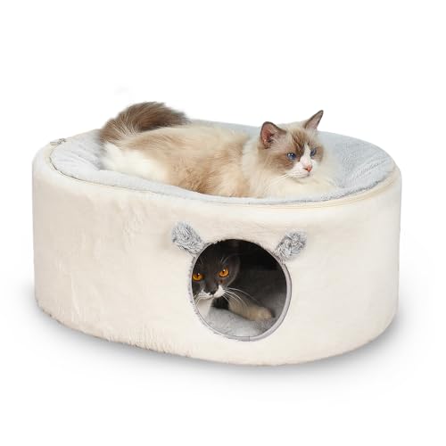 Zoratoo Nicht zusammenklappbares Katzenhaus mit robustem Metallrahmen, zwei Schichten Katzenbett Katzenhöhle mit abnehmbarem geschlossenem flauschigem Bezug für Indoor-Katzen, Kätzchen und Welpen von Zoratoo