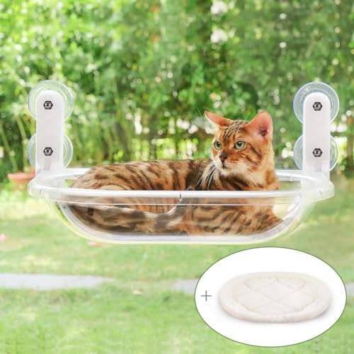Zoratoo Transparente Katzen-Fensterstange, langlebig, Fenstermontage, Weltraumkapsel-Hängemattensitz für große Katzen, leicht zu reinigendes ABS-Material, Haustierbettkörper mit Plüschmatte Zoratoo Transparente Katzen-Fensterstange, langlebig, Fenstermontage, Weltraumkapsel-Hängemattensitz für große Katzen, leicht zu reinigendes ABS-Material, Haustierbettkörper mit Plüschmatte von Zoratoo