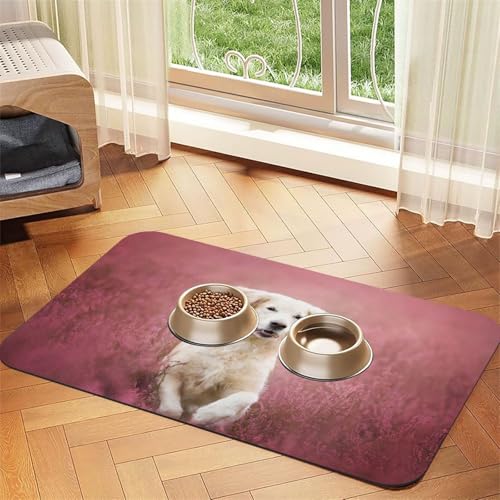 Gehorsamer weißer Hund,wasserdichte Futtermatte für Haustiere, Tischsets für Katzen und Hunde für Futter und Wasser, Futtermatten aus PU-Leder,40x60cm Gehorsamer weißer Hund,wasserdichte Futtermatte für Haustiere, Tischsets für Katzen und Hunde für Futter und Wasser, Futtermatten aus PU-Leder,40x60cm von Zouey