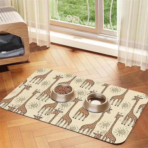 Handgezeichneter Giraffendruck,wasserdichte Futtermatte für Haustiere, Tischsets für Katzen und Hunde für Futter und Wasser, Futtermatten aus PU-Leder,40x60cm Handgezeichneter Giraffendruck,wasserdichte Futtermatte für Haustiere, Tischsets für Katzen und Hunde für Futter und Wasser, Futtermatten aus PU-Leder,40x60cm von Zouey