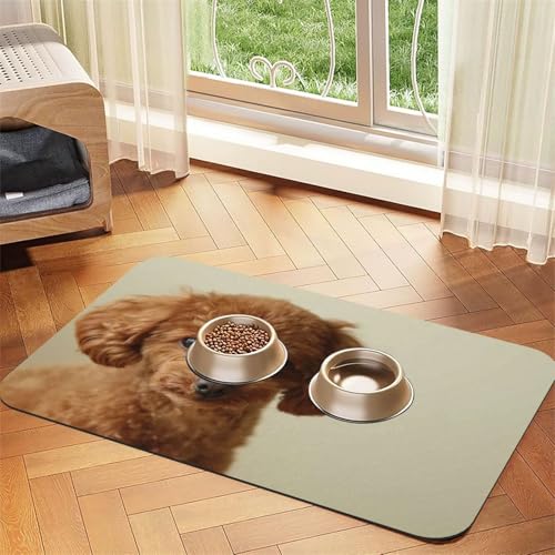 Muster Beige Teal Grau Kreise,wasserdichte Futtermatte für Haustiere, Tischsets für Katzen und Hunde für Futter und Wasser, Futtermatten aus PU-Leder,40x60cm Muster Beige Teal Grau Kreise,wasserdichte Futtermatte für Haustiere, Tischsets für Katzen und Hunde für Futter und Wasser, Futtermatten aus PU-Leder,40x60cm von Zouey