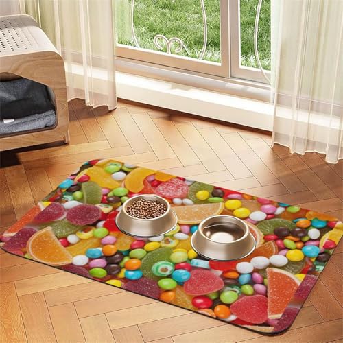 Orange Leopard Print auf weißen Tieren Wildlife,wasserdichte Futtermatte für Haustiere, Tischsets für Katzen und Hunde für Futter und Wasser, Futtermatten aus PU-Leder,40x60cm von Zouey