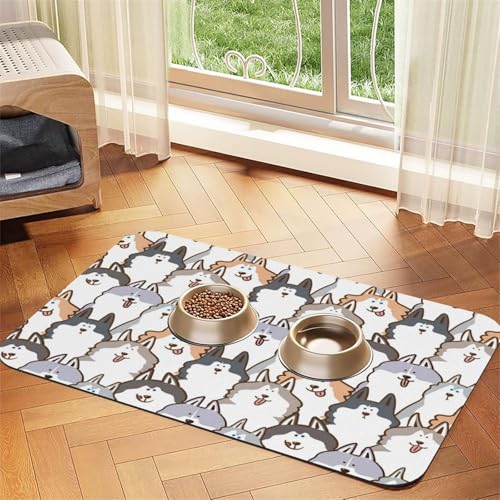 Schneeleoparden-Print,wasserdichte Futtermatte für Haustiere, Tischsets für Katzen und Hunde für Futter und Wasser, Futtermatten aus PU-Leder,40x60cm Schneeleoparden-Print,wasserdichte Futtermatte für Haustiere, Tischsets für Katzen und Hunde für Futter und Wasser, Futtermatten aus PU-Leder,40x60cm von Zouey