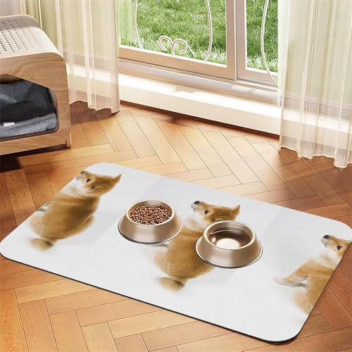 Shiba Inu süßes Hundemuster,wasserdichte Futtermatte für Haustiere, Tischsets für Katzen und Hunde für Futter und Wasser, Futtermatten aus PU-Leder,40x60cm Shiba Inu süßes Hundemuster,wasserdichte Futtermatte für Haustiere, Tischsets für Katzen und Hunde für Futter und Wasser, Futtermatten aus PU-Leder,40x60cm von Zouey