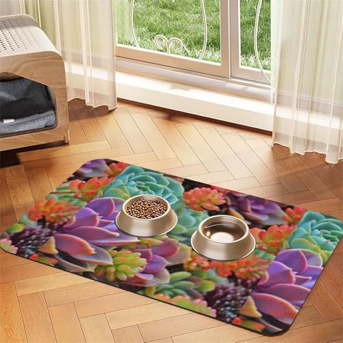 Süße schöne Sukkulenten,wasserdichte Futtermatte für Haustiere, Tischsets für Katzen und Hunde für Futter und Wasser, Futtermatten aus PU-Leder,40x60cm Süße schöne Sukkulenten,wasserdichte Futtermatte für Haustiere, Tischsets für Katzen und Hunde für Futter und Wasser, Futtermatten aus PU-Leder,40x60cm von Zouey