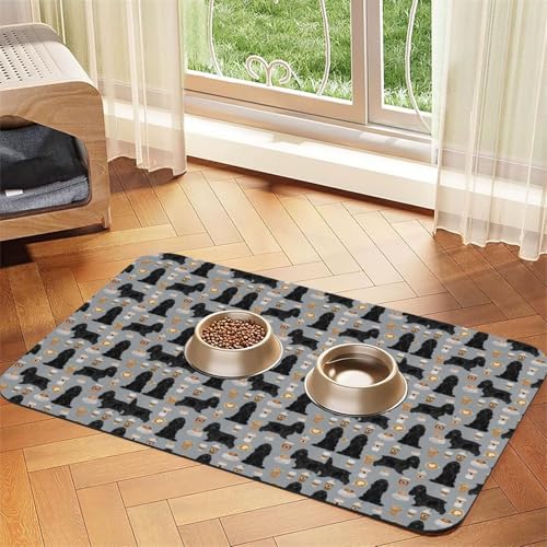 Windhund, Schwarz, Haustier, Hund,wasserdichte Futtermatte für Haustiere, Tischsets für Katzen und Hunde für Futter und Wasser, Futtermatten aus PU-Leder,40x60cm von Zouey