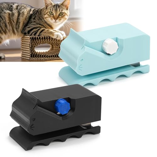 2 Stück Kartonschneider für Katzenkratzbretter, 3D Kätzchenförmiges Manuell Gedruckter Kartonschneider, Kartonstreifen Strip Cutter Für Handgefertigte Katzenbetten (Schwarz+Blau) von Zouwel