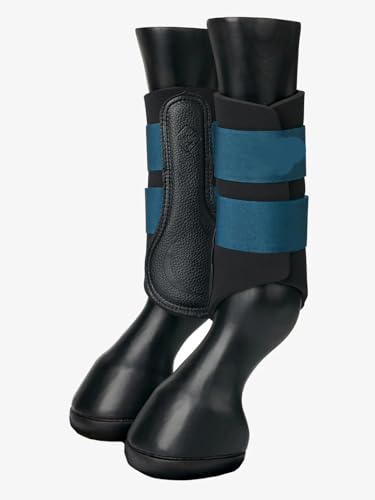 Pferdestiefel, professionelle Pferdebeinschutzstiefel, Pferdestiefel, Bandagen und Zubehör, überlegener Schutz und bequem, Haltbarkeit, 2 Stück (L, Blau + Schwarz) von Zovator