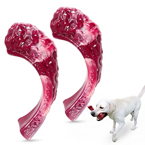 Zoyci 2 x unzerstörbares Kauspielzeug für Aggressive Kauer, echtes Rindfleischgeschmack, langlebiges Kauspielzeug für Hunde, für große, mittelgroße und kleine Welpen (Rind) von Zoyci