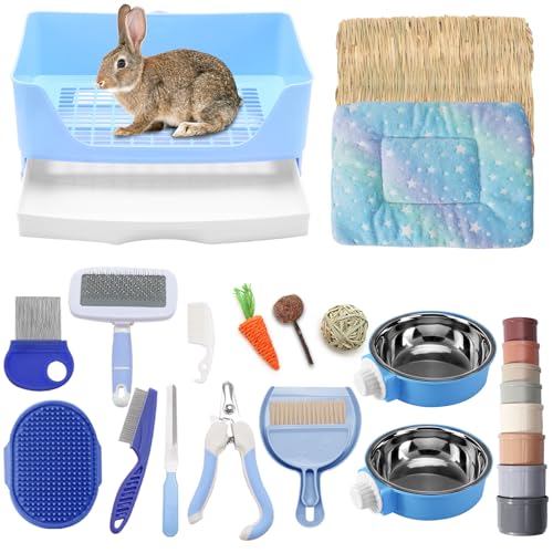 25-teiliges großes Kaninchen-Starter-Set, Hasentoilette mit Schublade, Tierpflegeset, Stapelbecher, Schüssel, Decken, Matte mit Reinigungsset für erwachsene Meerschweinchen, Frettchen, Hamster 25-teiliges großes Kaninchen-Starter-Set, Hasentoilette mit Schublade, Tierpflegeset, Stapelbecher, Schüssel, Decken, Matte mit Reinigungsset für erwachsene Meerschweinchen, Frettchen, Hamster von Zozimix