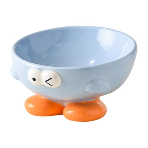 Ceramic Cat Feeder, Raised Pet Feeding Dish, Slanted Cat Food or Water Bowl with Cute Expression Pattern, Ergonomic Elevated Design for Small and Medium Pets, 14.5x9.8x6.8cm von Zqkimzi