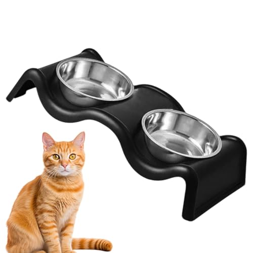 Doppel Hund Wassernapf Anti-Rutsch Haustier Geschirr Edelstahl Haustier Schüssel Haustier Wasser und Futternapf Welpen Futterstation Rutschfest Hundenapf Haustier Näpfe Katze und Hund Geschirr von Zqkimzi