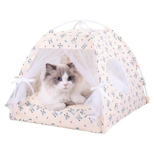 Haustierzelt für Katzen, bequemes Katzenspielzelt, Haustier-Sonnenschutz, halbgeschlossene Haustierhöhle mit einem floralen, faltbaren und atmungsaktiven Design für den Innen- und Außenbereich (1 von Zqkimzi