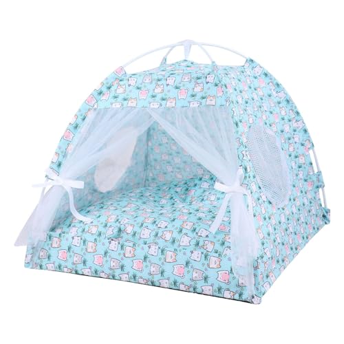 Haustierzelt für Katzen, bequemes Katzenspielzelt, Haustier-Sonnenschutz, halbgeschlossene Haustierhöhle mit einem floralen, faltbaren und atmungsaktiven Design für den Innen- und Außenbereich (1 von Zqkimzi