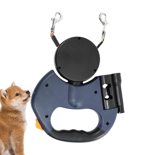 Reflektierendes Seil für zwei Hunde, einziehbares Haustier-Laufseil, ergonomisches Hundeseil, bequemer Haken, automatisches Entwirren, Hundeseil, für kleine, mittelgroße und große Hunde von Zqkimzi