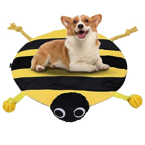 Zqkimzi Schnüffelmatte für Hunde, buntes Kaninchen-Fütterkissen, interaktives langsames Füttern, Trainingsbereicherung, Spielmatte mit Zugseil und Futterspenderball, ideal für Welpen und Hunde, 320 g von Zqkimzi