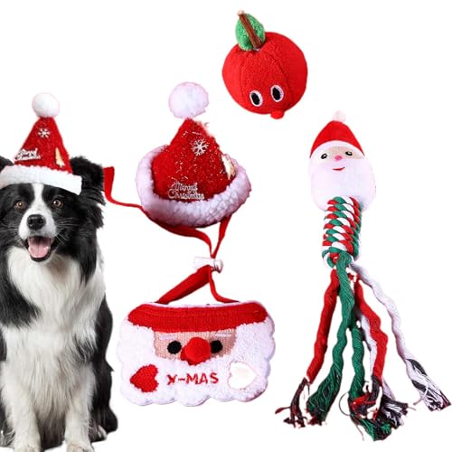 Zqkimzi Weihnachts-Welpenspielzeug, quietschendes Spielzeug für Hunde, interaktives Weihnachts-Hundespielzeug, Weihnachtsmann-Hundespielzeug für Welpen, Kauspielzeug mit Seil, Plüsch-Hundespielzeug Zqkimzi Weihnachts-Welpenspielzeug, quietschendes Spielzeug für Hunde, interaktives Weihnachts-Hundespielzeug, Weihnachtsmann-Hundespielzeug für Welpen, Kauspielzeug mit Seil, Plüsch-Hundespielzeug von Zqkimzi