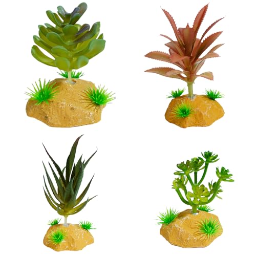 Zqxnt Reptilien Eckpflanze Blätter Terrarium Fischtanks Landschaftsgestaltete Dekoration Für Bärtige Drachen Eidechsen Künstliche Pflanzendekoration von Zqxnt