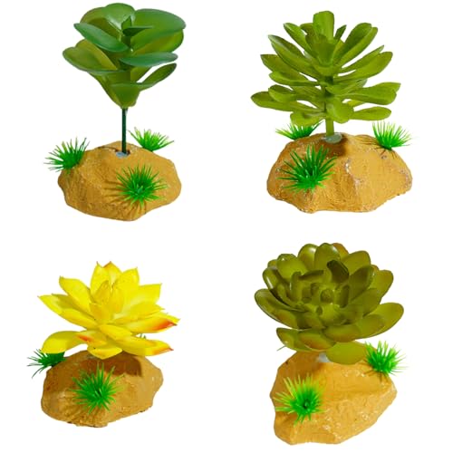 Zqxnt Reptilien Eckpflanze Blätter Terrarium Fischtanks Landschaftsgestaltete Dekoration Für Bärtige Drachen Eidechsen Künstliche Pflanzendekoration von Zqxnt