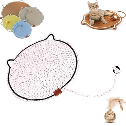Zrfjfgksw Celery Pets Dual Scratching Pad, Cat Scratching mat Natural Cotton Rope Cat Scratching Pad, Scratching Pads for Indoor Cats, 16.5/19.6'' Cat Bed Cat Scratching Pad with Cat Toy (20 inch,B) von Zrfjfgksw