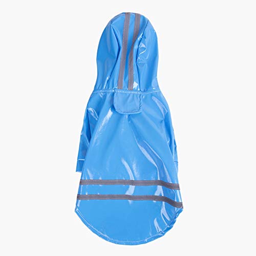 Zrong Dog Raincoat Sommer im Freien Wasserdichten Kapuze Mantel Jacken PU-Regenmantel for Hunde, Katzen, Kleid-Kleidung for Small Medium Haustiere (Farbe : Blue, Size : L) von Zrong