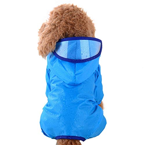 Zrong Wasserdichter Hunderegenmantel kleidet Welpen Regen-Mantel-Jacke mit Hut for Brim Spitz Pudel Hund Regen-Mantel for kleine Hunde (Farbe : Blue, Size : M) von Zrong
