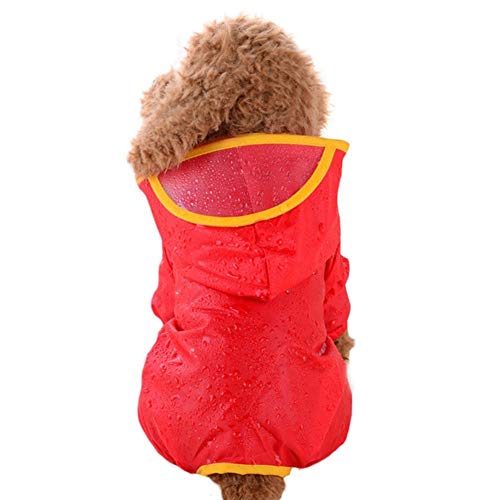 Zrong Wasserdichter Hunderegenmantel kleidet Welpen Regen-Mantel-Jacke mit Hut for Brim Spitz Pudel Hund Regen-Mantel for kleine Hunde (Farbe : Red, Size : L) von Zrong