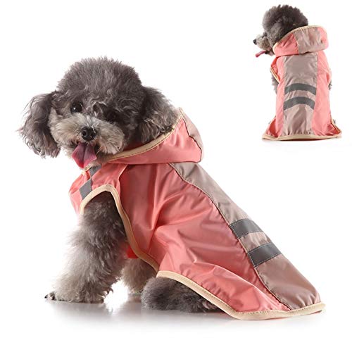Zrong wasserdichte Haustier Hund Katze Raincoat mit Kapuze Reflektierende Raincoat atmungsaktiv Welpen Kleidung (Farbe : Pink, Size : L) von Zrong