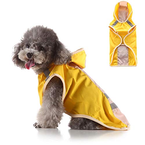 Zrong wasserdichte Haustier Hund Katze Raincoat mit Kapuze Reflektierende Raincoat atmungsaktiv Welpen Kleidung (Farbe : Yellow, Size : L) von Zrong