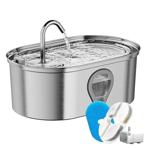 Zstar 3.5L Trinkbrunnen für Katzen, Katzenbrunnen Edelstahl USB-Stromversorgung mit Wasserstandsfenster, Aktivkohlefilter, 25dB Super leise Katzen Trinkbrunnen für Katzen und Hunde Zstar 3.5L Trinkbrunnen für Katzen, Katzenbrunnen Edelstahl USB-Stromversorgung mit Wasserstandsfenster, Aktivkohlefilter, 25dB Super leise Katzen Trinkbrunnen für Katzen und Hunde von Zstar
