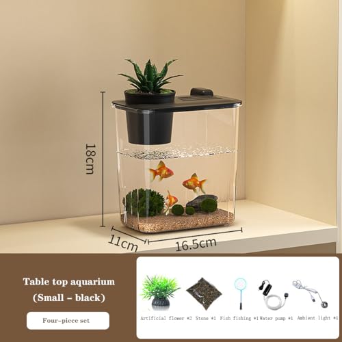 Zstar Aquarium Starter Kits, Acrylaquarium Fischtank mit LED-Leuchten, Filter Pumpe, Mini Landschafts Schreibtisch Aquarium Komplettset für Home Büro Schreibtisch Dekoration,S von Zstar
