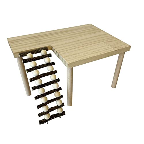Zstar Hamsterplattform Holzhamster Kletterplattform Holzständer Regal für Hamster, Kleiner Haustierspielplatz Kletterzubehör Hamster Aktivität Plattform mit Leiter Hamster Käfig Zubehör von Zstar
