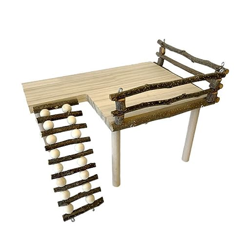 Zstar Hamsterplattform Holzhamster Kletterplattform Holzständer Regal für Hamster, Kleiner Haustierspielplatz Kletterzubehör Hamster Aktivität Plattform mit Leiter Hamster Käfig Zubehör von Zstar