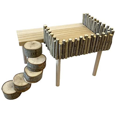 Zstar Hamsterplattform Holzhamster Kletterplattform Holzständer Regal für Hamster, Kleiner Haustierspielplatz Kletterzubehör Hamster Aktivität Plattform mit Leiter Hamster Käfig Zubehör von Zstar