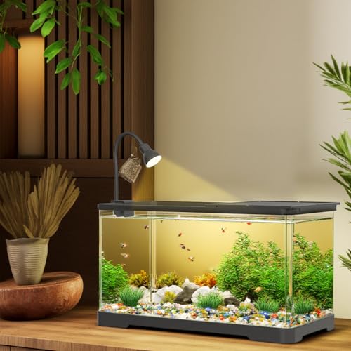 Zstar Tisch Betta Aquarium mit Licht und Sauerstoffversorgung, 18L Fischtank Aquarium Starter Set Dekoratives Aquaristik für Garnelen, Quallen, Goldfische von Zstar