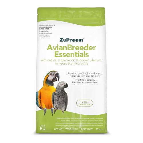 Zupreem Essentials Breeder Futtermittel für mittelgroße bis große Vögel, geeignet für die Zucht von Cotorras, Papageien, Aras, Kakadus und Kakadus, 18 kg von ZuPreem