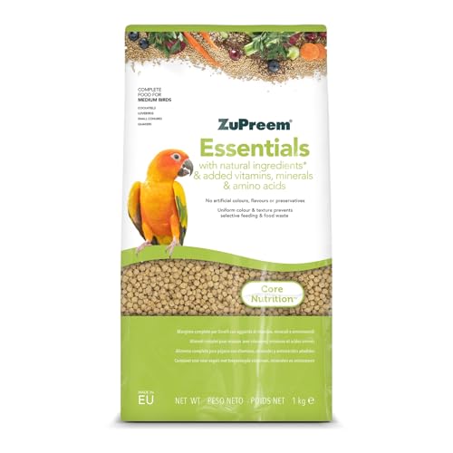 Zupreem Essentials Futter Für Gefährtenvögel - Natürliche Inhaltsstoffe - Futter Für Vögel Geeignet Für Agaporniden, Nymphensittiche, Argentinische Papageien Und Andere Mittelgroße Vögel - 1 Kg von ZuPreem