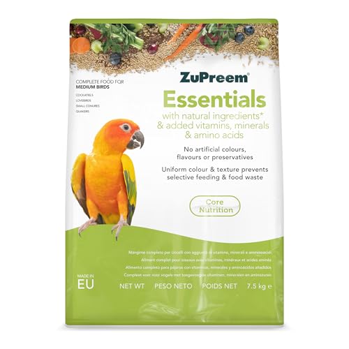 Zupreem Essentials Vogelfutter für Gesellschaftsvögel, natürliche Inhaltsstoffe - Vogelfutter geeignet für Agapornis, NINFA-Kakadus, Argentinische Cotorras und andere mittelgroße Vögel, 7,5 kg Zupreem Essentials Vogelfutter für Gesellschaftsvögel, natürliche Inhaltsstoffe - Vogelfutter geeignet für Agapornis, NINFA-Kakadus, Argentinische Cotorras und andere mittelgroße Vögel, 7,5 kg von ZuPreem