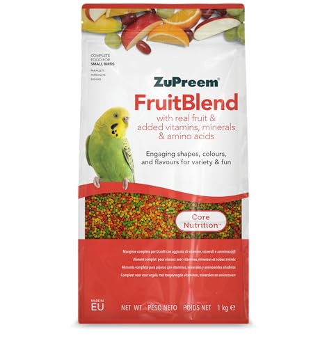 Zupreem Multifruchtfutter für Vögel, Obst und Vitamine – Futter für Vögel, geeignet für Wellensittiche, australische Wellensittiche, kleine Papageien und andere kleine Vögel, 1 kg von ZuPreem
