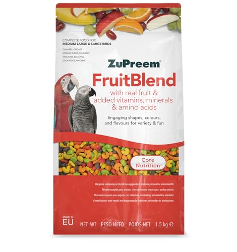 Zupreem Multifruchtfutter für Vögel, Obst und Vitamine - Vogelfutter geeignet für Papageien, Aras, Kakadus, Kakadus und andere mittelgroße bis große Vögel, 1,5 kg von ZuPreem