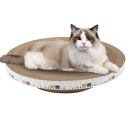 Kratzbretter Katze, Ovales Katzenkratzbretter Schüssel Nest, Corrugated Lounge Kratzpappe für Katzen Bett, Katzen Kratzmöbel für Couch&Teppiche&Sofas(35 x 35 x 8 cm) von Zuasdvnk