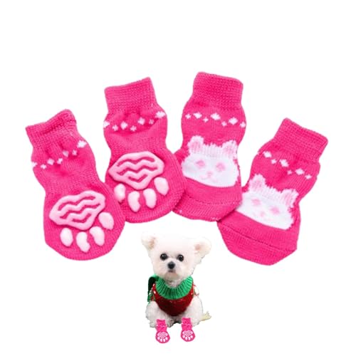 Zuasdvnk Anti-Rutsch-Hundesocken, warme Hundeschuhe,Elastischer Pfotenschutz mit Tiermustern - Niedlicher Pfotenschutz zum Schutz vor Lecken und Beißen, weiche Haustiersocken Zuasdvnk Anti-Rutsch-Hundesocken, warme Hundeschuhe,Elastischer Pfotenschutz mit Tiermustern - Niedlicher Pfotenschutz zum Schutz vor Lecken und Beißen, weiche Haustiersocken von Zuasdvnk
