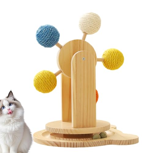 Zuasdvnk Cat Scratch Drehteller | Rotierender interaktiver Holz Kätzchen Kratzbaum - Pet Übung Katzenminze Spielzeug Spielen mit 5 Sisalbällen für kleine und mittelgroße Katzen Zuasdvnk Cat Scratch Drehteller | Rotierender interaktiver Holz Kätzchen Kratzbaum - Pet Übung Katzenminze Spielzeug Spielen mit 5 Sisalbällen für kleine und mittelgroße Katzen von Zuasdvnk