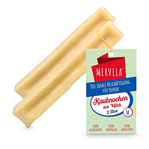 MERVELA® Kaukäse für Hunde | 2 * 60 Gramm | Käseknochen | Beschäftigung & Belohnung | Käsestangen für Mittlere Hunde | Harter Yak Käse, Langer Kauspaß von MERVELA