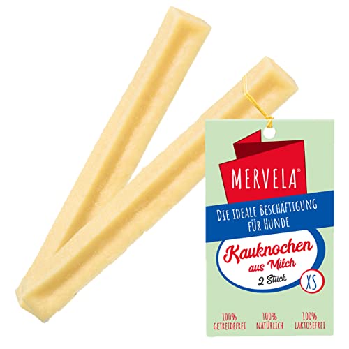 MERVELA® Kaukäse für Hunde | 2 * 30 Gramm | Käseknochen für Hunde | Beschäftigung & Belohnung | Käsestangen für sehr kleine Hunde | Harter Yak Käse Hund, Langer Kauspaß von MERVELA