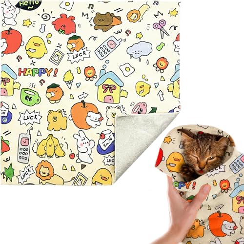 Zueyen Katzenpflege Wickeltuch, Bisssicherer Katzenpflege Wickel, Cat Restraint for Nail Clipping, Cat Wrap, Katzen Beruhigung, Selbsthaftende Decke, Katzen Decken, Katzen Unter 0.5 Pfund (Kleine) von Zueyen