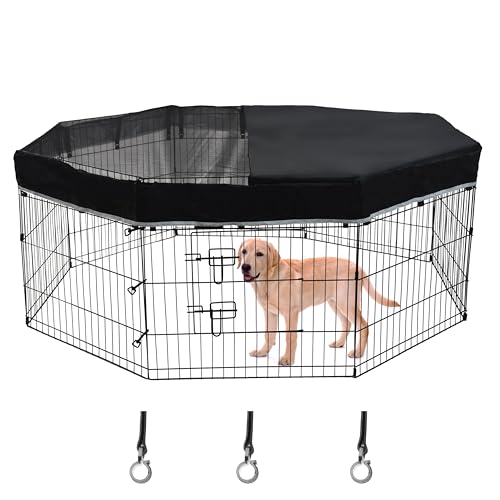 Zuisfau Hunde-Laufstall, Netz-Oberseite, passend für 61 cm 8 Paneele, reguläres achteckiges Metall-Laufstall, schwarz, Hakenverbindungen. (Hinweis: Nur Abdeckung, Laufgitter nicht im Lieferumfang Zuisfau Hunde-Laufstall, Netz-Oberseite, passend für 61 cm 8 Paneele, reguläres achteckiges Metall-Laufstall, schwarz, Hakenverbindungen. (Hinweis: Nur Abdeckung, Laufgitter nicht im Lieferumfang von Zuisfau